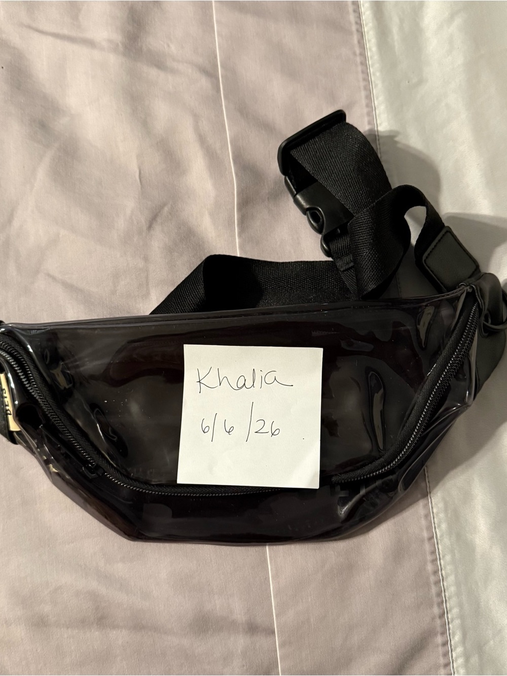 BÉIS Clear Black PVC Fanny Pack Belt Bag